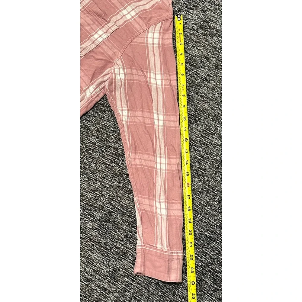 Hollister Womens L Pink White Plaid Flannel Button Down Shirt Cotton Long Sleeve - Picture 10 of 10